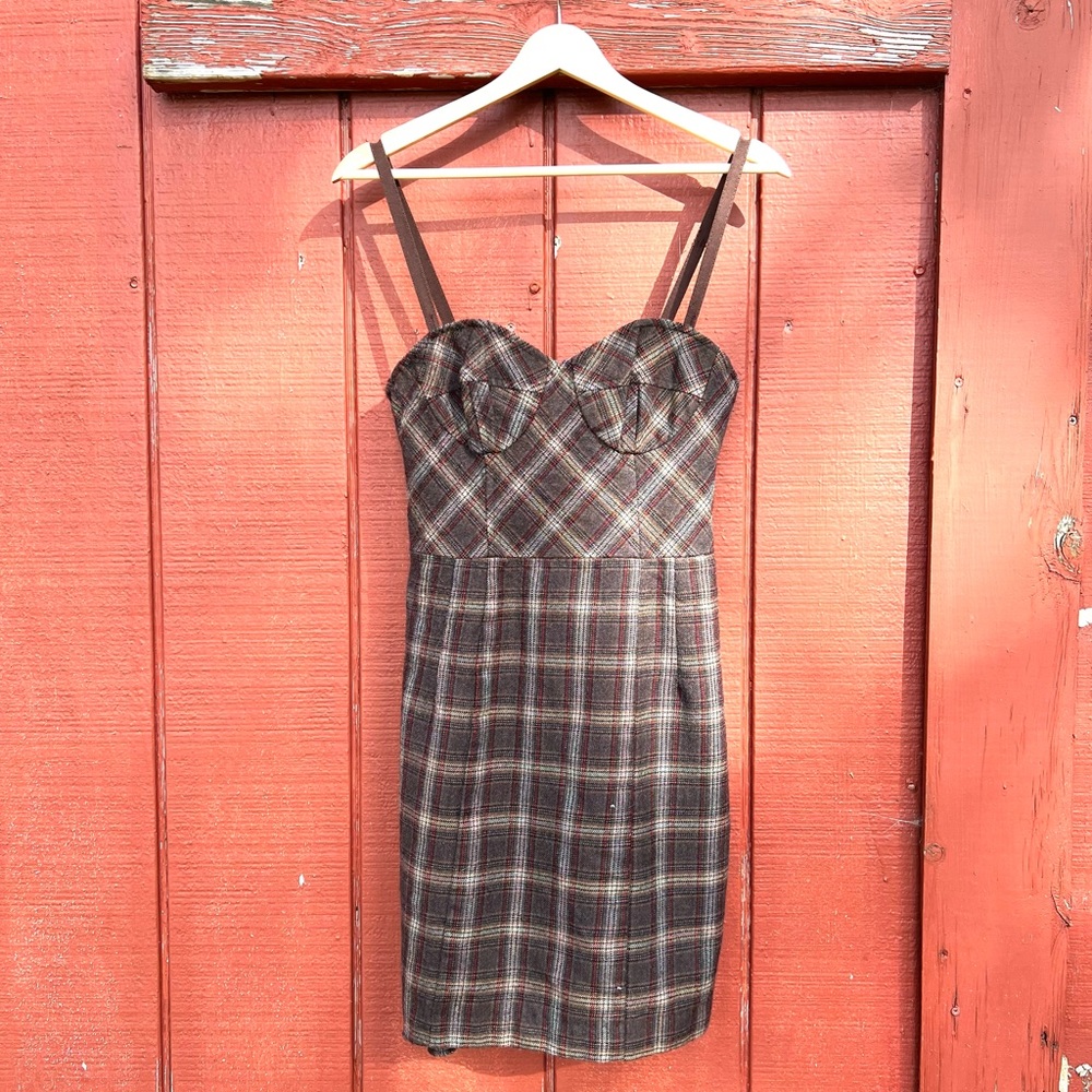 Nanette Lapore plaid spaghetti strap mini dress